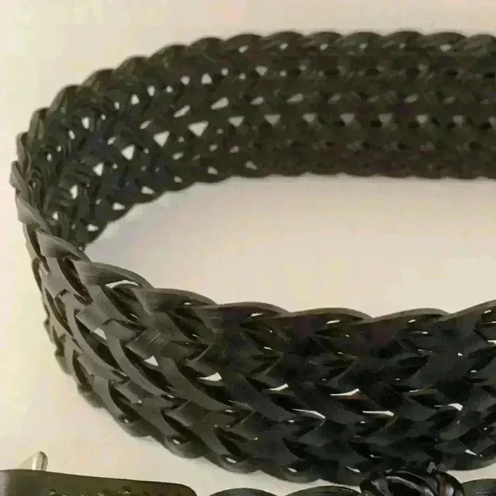 Chico’s wide weave belt,  silver and stone buckle